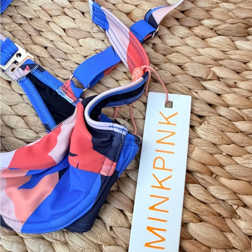 MINKPINK Vibrant Blue and Pink Bikini xsmall
